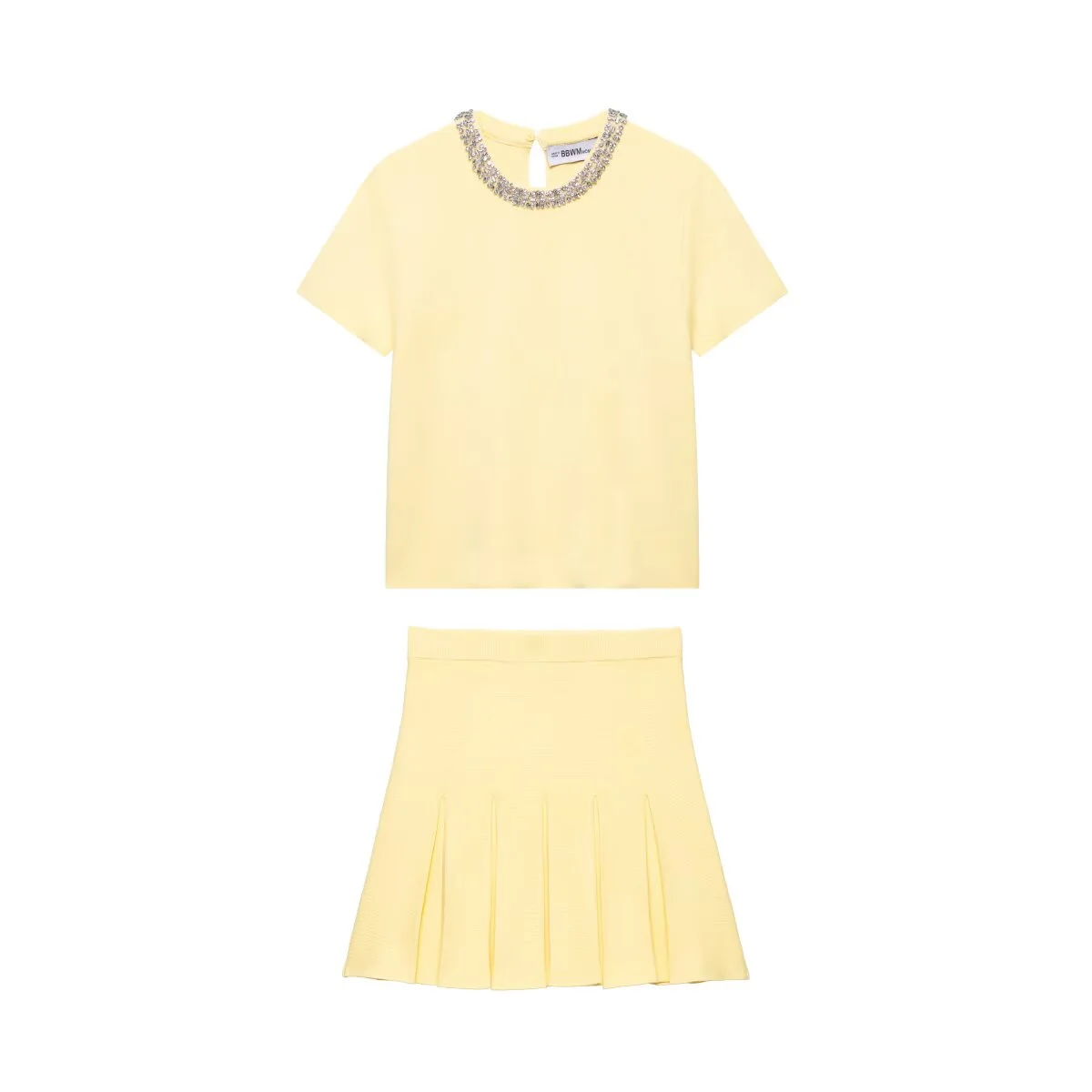 

2 Pcs Women Knited Skirt Suit Summer O-neck Slim Tops + Mini Stright Bodycon Skirts Grils Slim Outwear Set