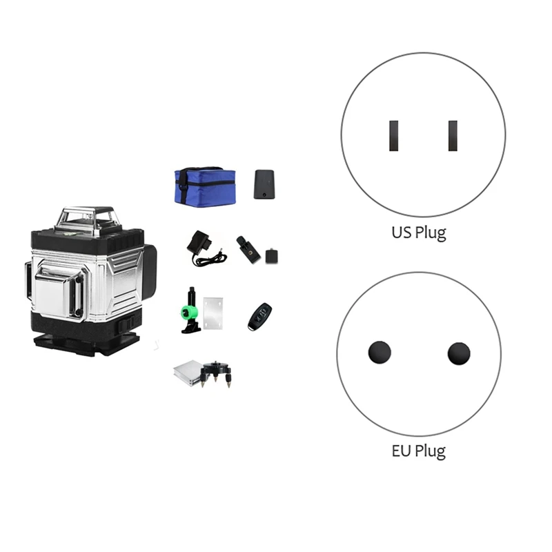 4D 16 Lines Laser-Level 360 Self-Leveling Function Ground Wall Sticker Vertical Horizontal Oblique Line