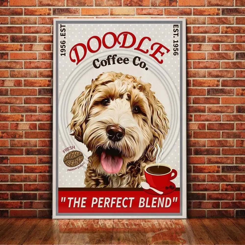 Letrero de hojalata de Metal Retro, café de perro Goldendoodle para pared exterior e interior, póster, decoración de tienda, Bar en casa, Vintage