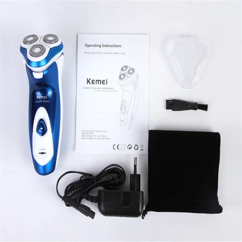 Afeitadora eléctrica lavable para hombre, maquinilla de afeitar de barba giratoria con flotador 3D, recortadora de pelo facial, cortadora de bigote, aseo Masculino