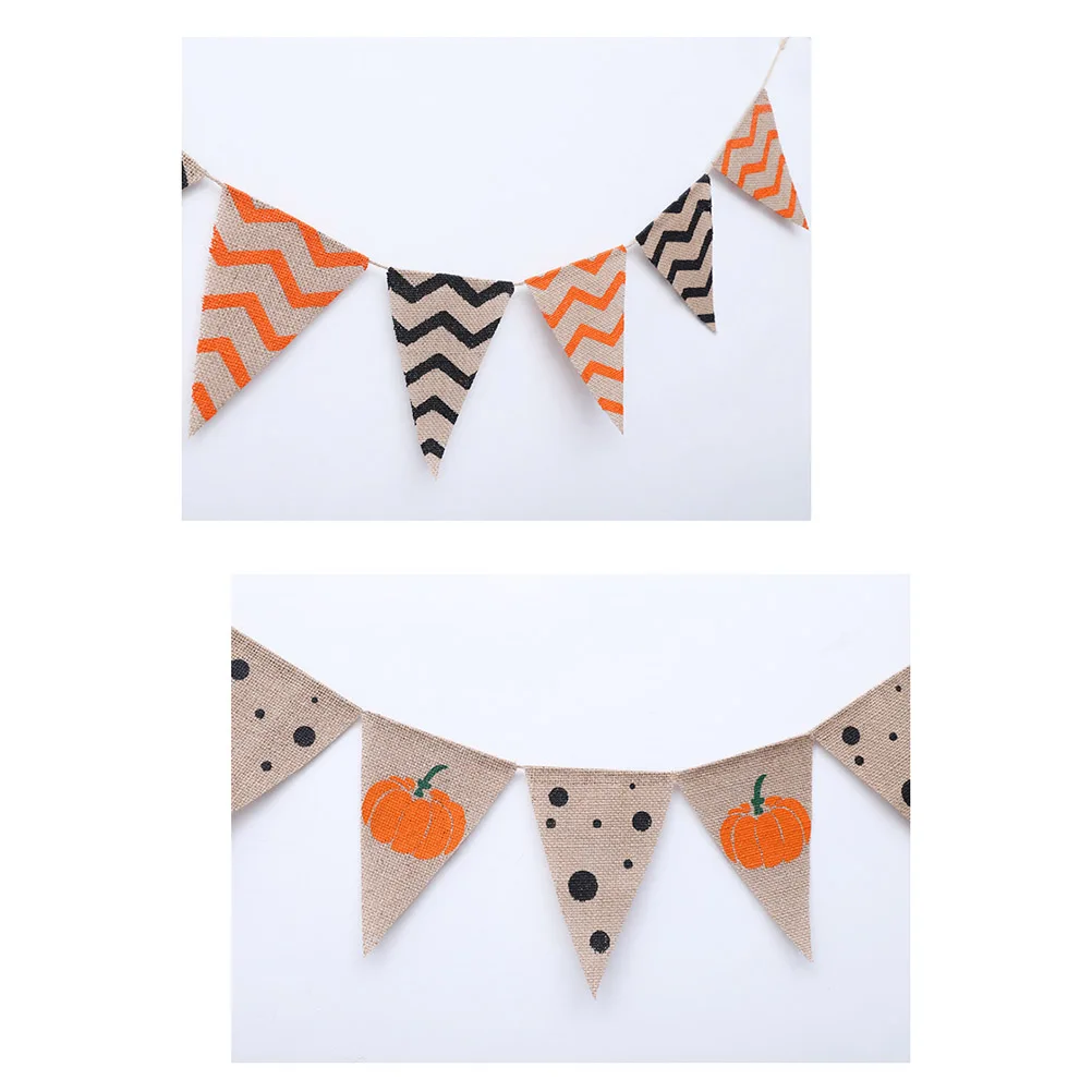

Pumpkin Pattern Linen Halloween Bunting Banner Party Decoration Garland Home Festival Flags Reusable Crafts