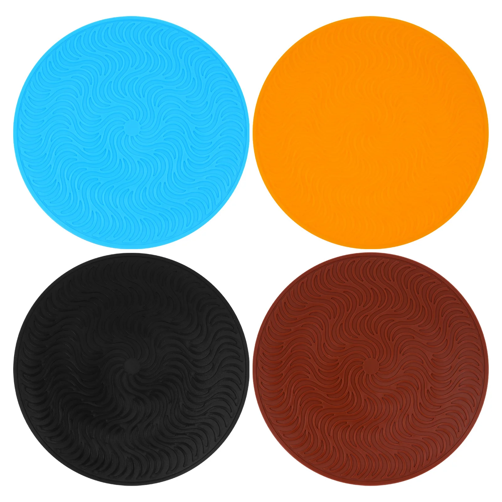 

4pcs Silicone Table Mat Set Heat Resistant Non Slip Turntable Mat For Microwave Oven Hot Pot Baking Bbq Kitchen Use