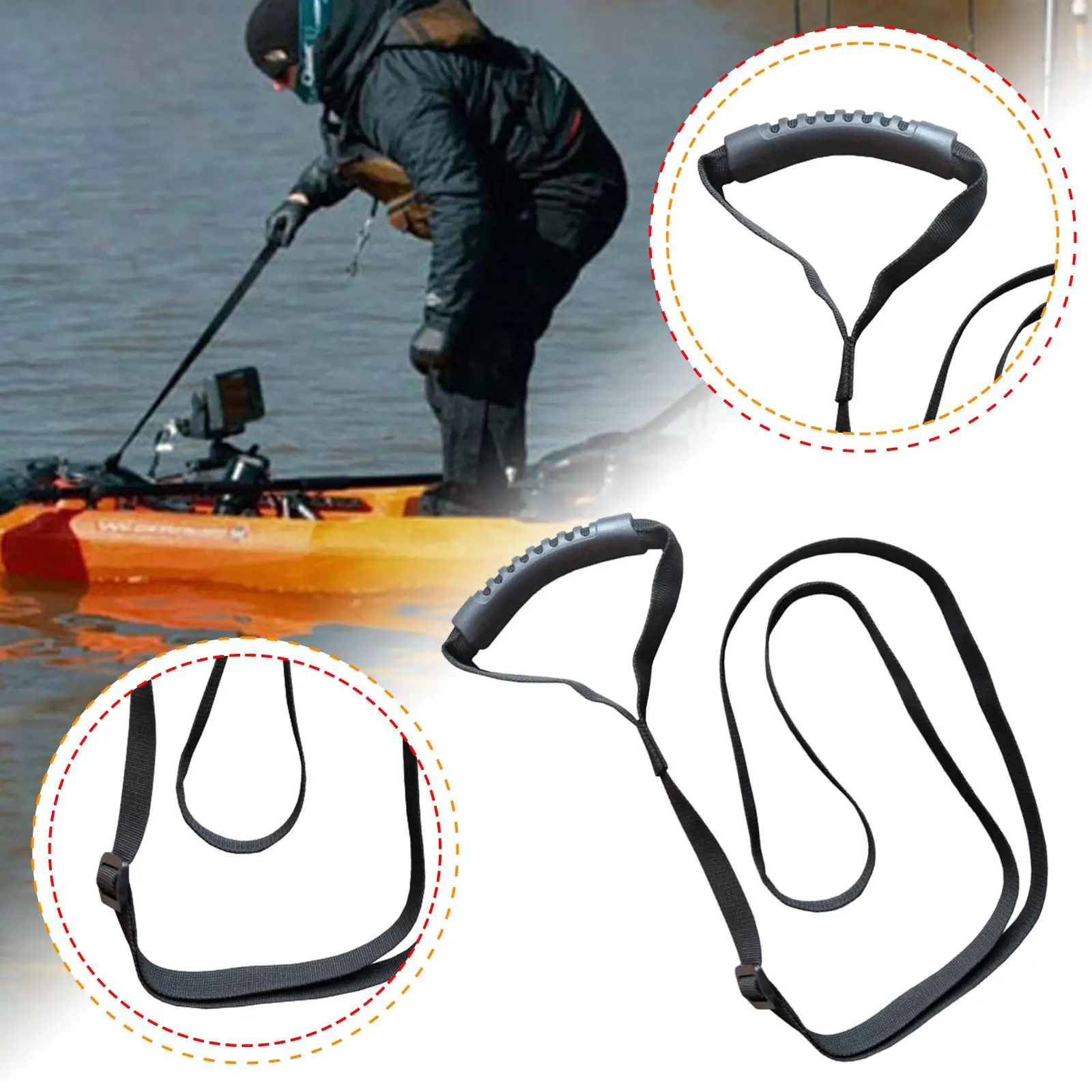 

Kayak Stand Up Assist Strap Pull Rope Adjustable Heavy Duty Handle Canoe Accessory for Water Sports Boats