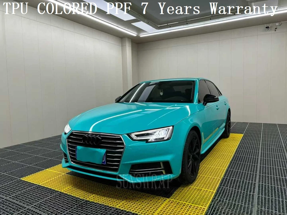Highly Hydrophobic TPU Gloss PPF Crystal Turquoise Blue  Car Paint Protection Film Wet Install for Cars,Boats,Vehicles,Yacht