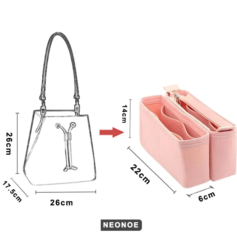 Felt Insert Bag Organizer for NEONOE MM Makeup Handbag Organizer Women Travel Inner Purse Portable Cosmetic Inside Bag