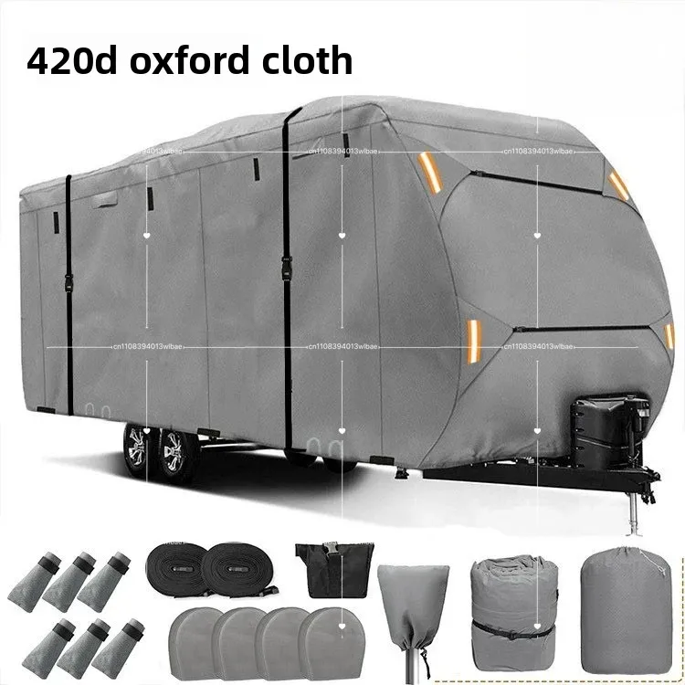 Camping RV Cover Waterproof Touring Car Cover 420D Oxford Cloth Trailer RV Cover Sunroof Convertible Hardtop