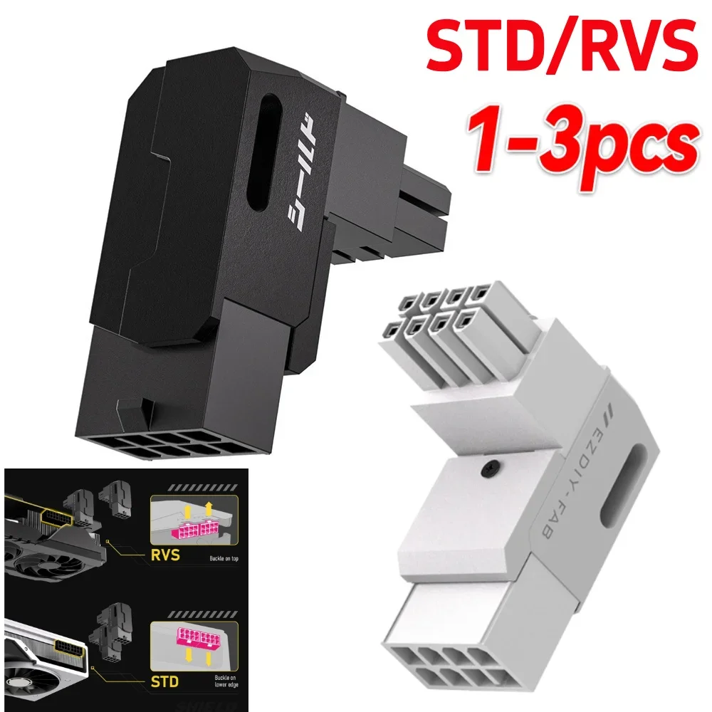 

8-Pin PCIe GPU Power Adapter 90-Degree Angled Connector Graphics Card Power Connector Adapter for Desktop PC Graphics Card