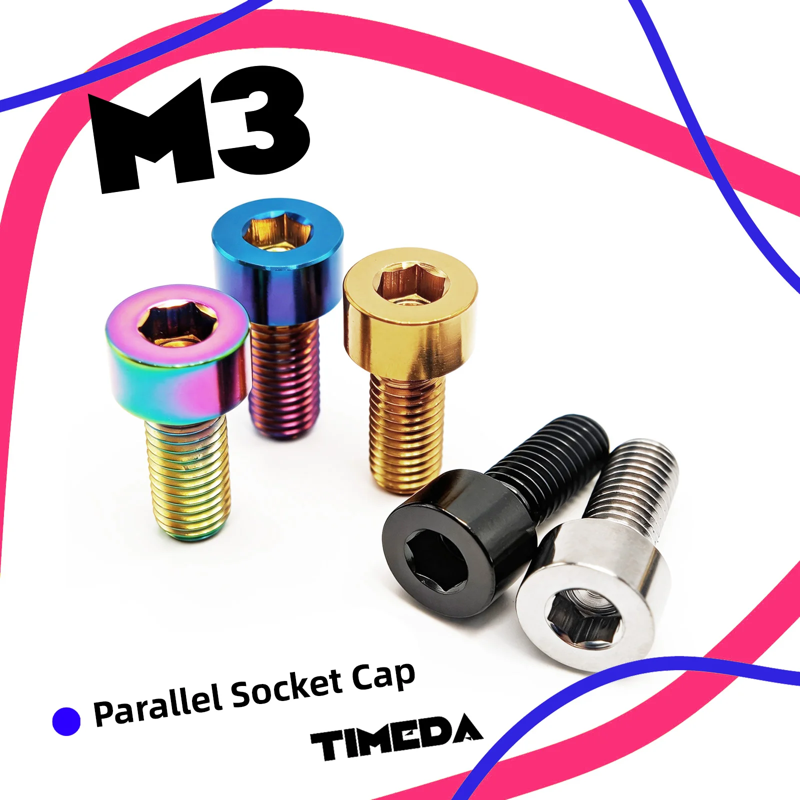 M3 8mm Titanium Bolts Pitch 0.5mm Titanium Parallel Socket Cap for Motorcycle Accessory Parts