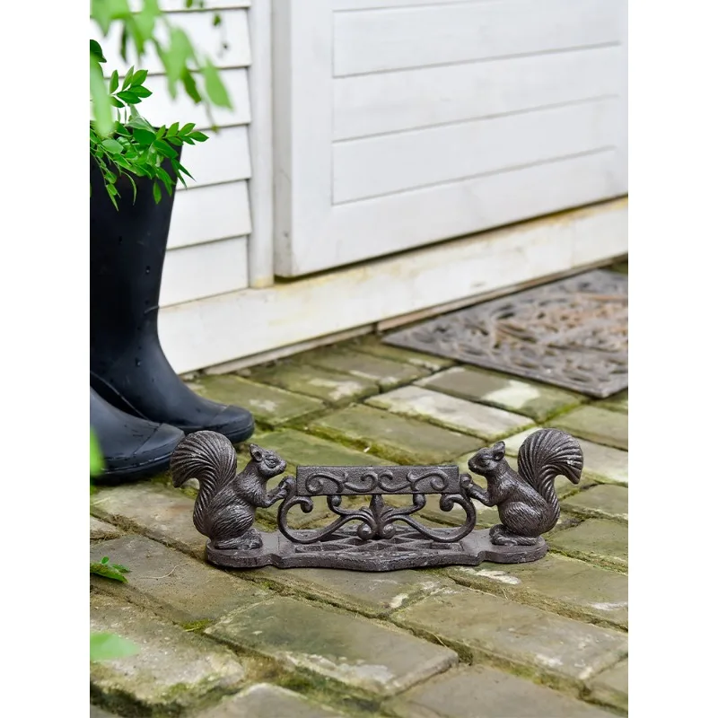 Sungmor retro cast iron shoe polish sole rub foot pad scrape mud door entrance outdoor household dust cleaning brush