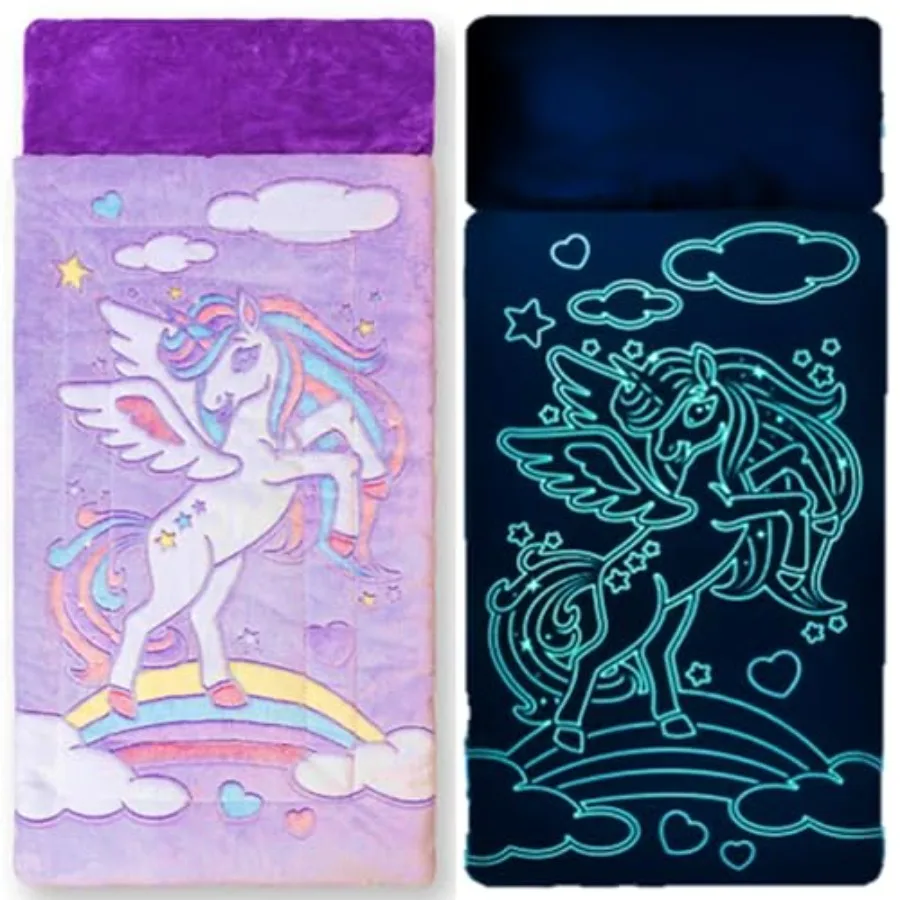 

Unicorn Sleeping Bag for Glow in the Dark Sleeping Bags Make Fun Unicorn Gifts for Girls. Perfect for Sleepovers Camping Plush