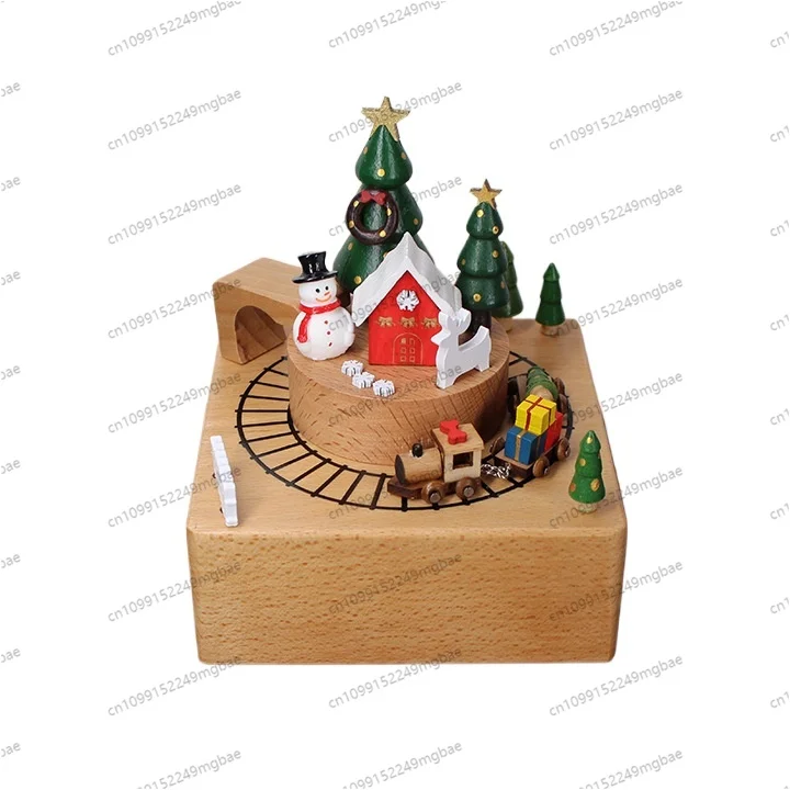 Merry Christmas Wooden Music Box Music Box Crafts Ornament Gifts Christmas Gifts Wooden Solid Wood Music Box