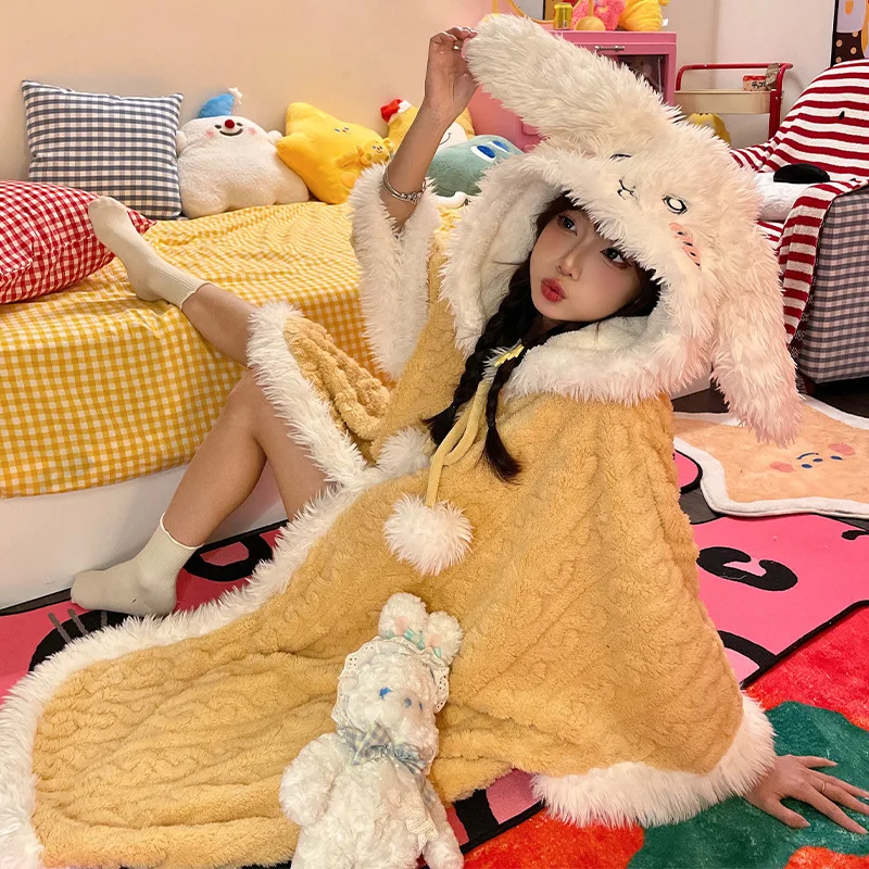 Cartoon Pochacco Pluche Mantel Gewaad Sanrio Kawaii Vrouwen Anime Leuke Meisjes Pyjama Herfst Winter Plus Fluwelen Verdikte Thuis Kleding