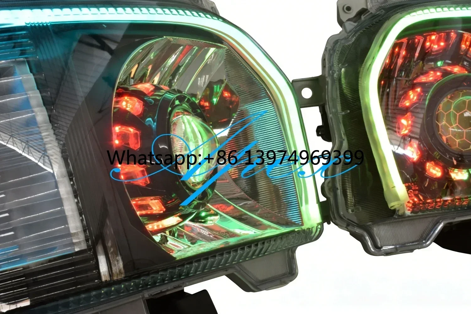 LED Head Light Assembly for  Hiace Bus KDH200 Car KDH200 Black LED Running RGB Head Lamp Parts