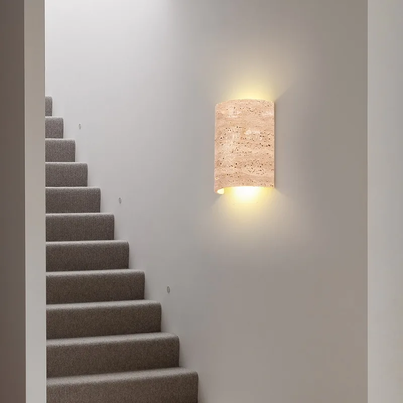 IWHD-Lámpara De pared De travertino amarilla moderna, apliques De luz De Pared LED creativos para sala De estar, decoración del hogar, Luminaria De