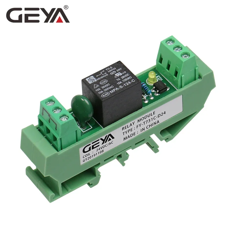 GEYA Din Rail Mounted 1 Channel Relay Module DC 5V 24V 12V 48V 110VAC 230VAC GSM Relay Control Timer Module