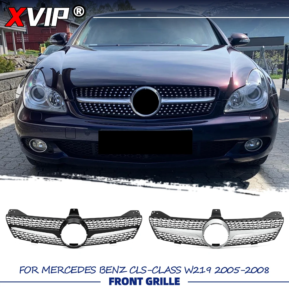 

XVIP Chrome Black Front Bumper Grille Racing Grille For Mercedes Benz CLS-Class W219 2005-2008 CLS350 CLS500 CLS550 CLS55 CLS63
