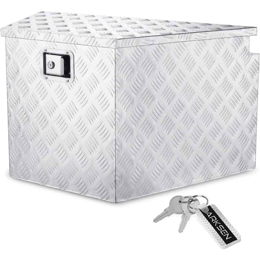 

ARKSEN 33 Inch Aluminum Pick Up Truck Trailer Tongue Tool BoxHeavy Duty Waterproof Bar Tread Storage Organizer Chest w/Lock and