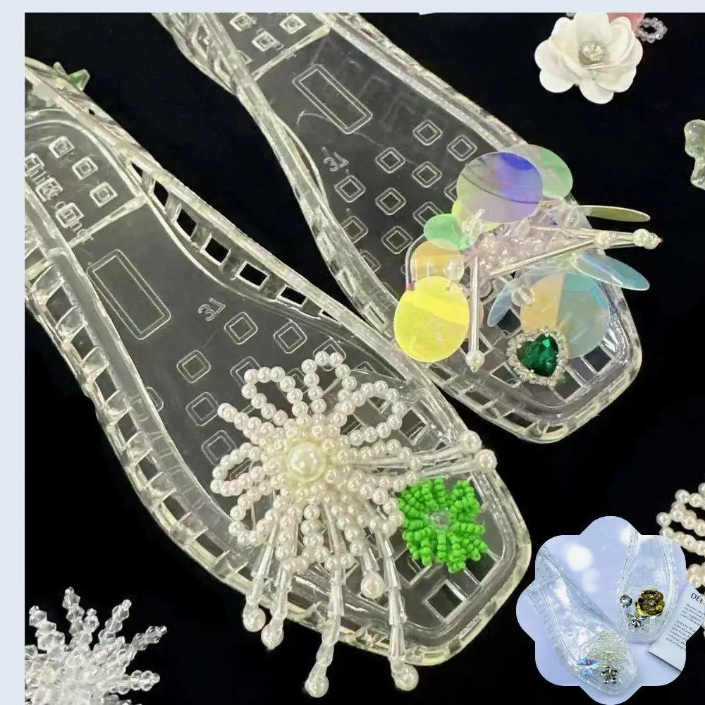

Hot Jelly Shoe Crystal Shoe Clips PVC Transparent Tassel Pendant Sandals Shoe Buckle Summer Sandals DIY Detachable Shoe Flower