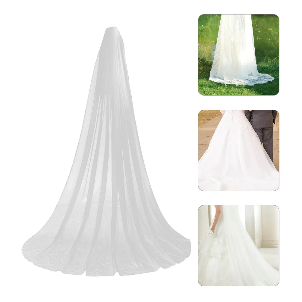 

Elegant Bridal Veil 1 Layer 3 Meters Floor Length for Bride Wedding Party Vital Ceremony Long Drape White Veil