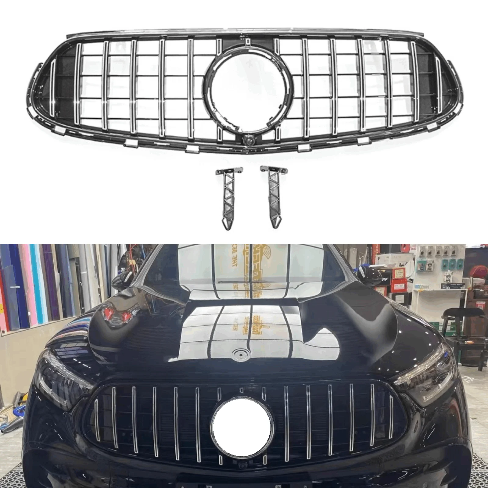 Fits For Mercedes GLC X254 2023 Black Front Grille Bumper Grill Vent Trim