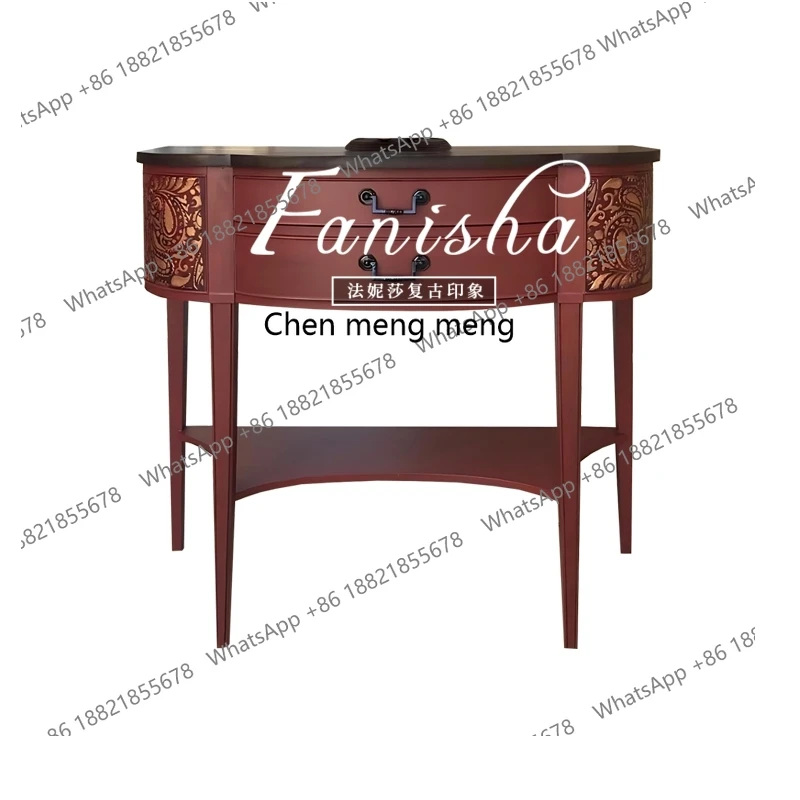 French porch cabinet against the wall porch narrow strip table American shelf semi-round porch