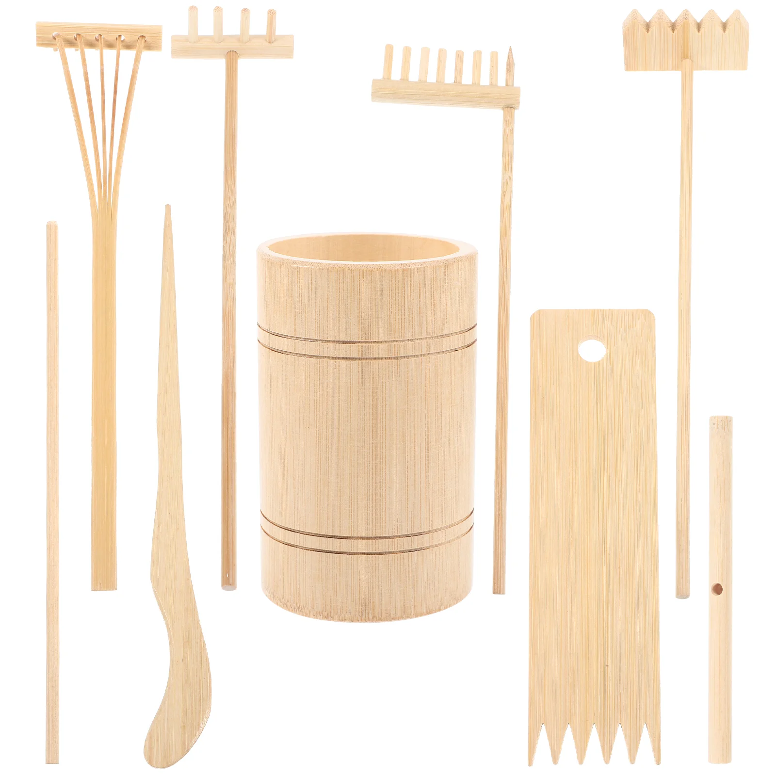 Zen Tool Set Miniature Garden Rake Sandbox Crafts Tools Push Wooden Table Rakes