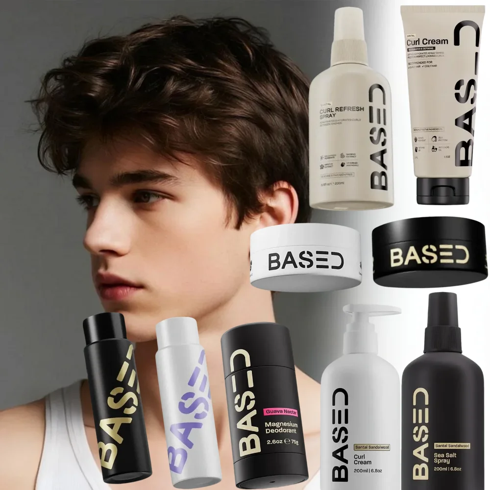 BASDED Sea Salt Hair Care Shampoo Volumizing Texturizing Hair Spray Curl Defining Cream Instant Shaping Long-Lasting Oil-control
