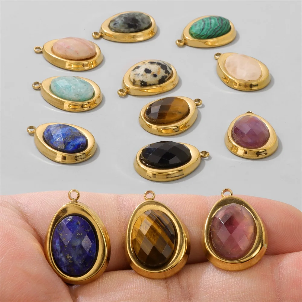 

16x24 мм французский ретро овальной формы камень кулон золотого цвета подвески из нержавеющей стали для изготовления ювелирных изделий серьги ожерелье DIY 3 шт.