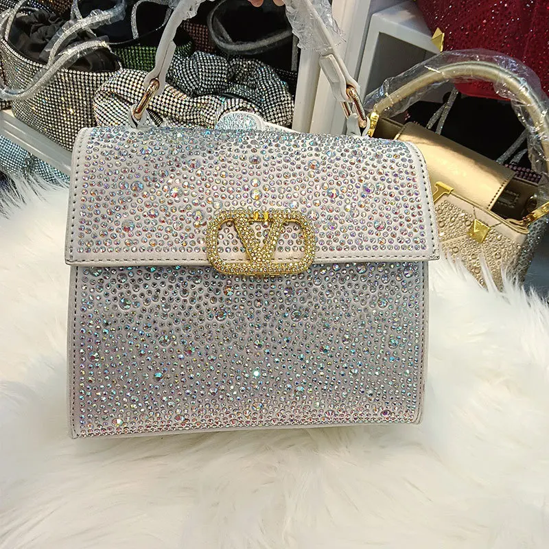 Sac à rabat en strass pour femmes, Style rétro Vintage, poignée supérieure, sac à bandoulière léger de luxe élégant et habillé