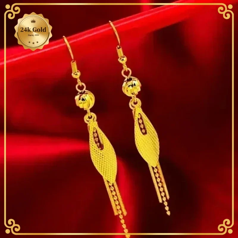 2024 luxurious Earrings Womens Aretes 999 Real Gold Earrings Mosaic Leaves AU750 Earrings Love Stars 18K Hope