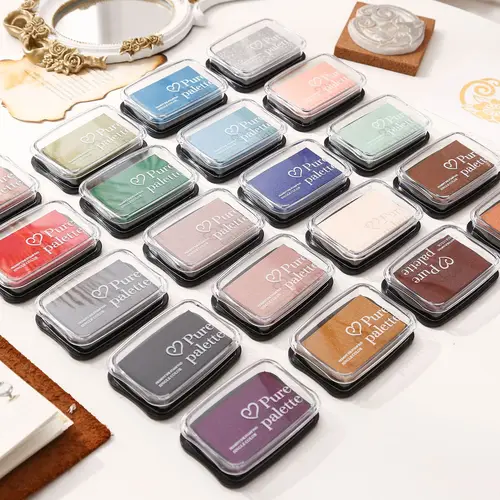 Almohadilla de tinta grande de 20 colores, planificador de aceite, sello de silicona para álbum de recortes, almohadilla de tinta de Color de cintura cóncava, papelería creativa para diario DIY