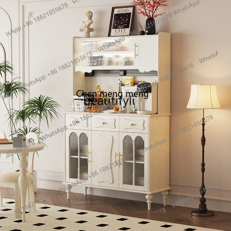 

xzAmerican side cabinet storage solid wood high side cabinet French cream retro living room decorative locker