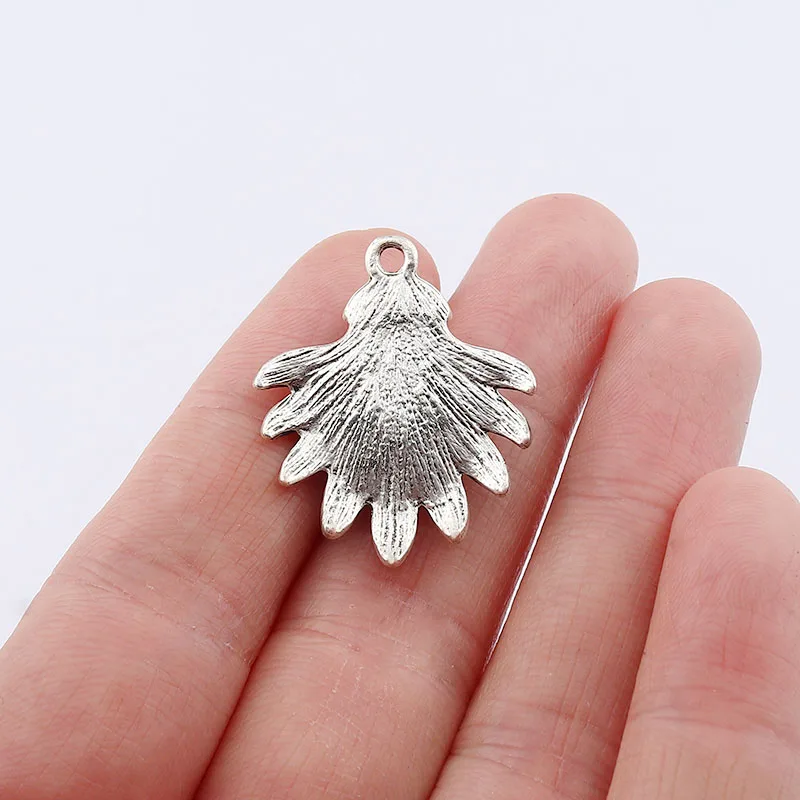 4 x Imitation Turquoises Stone Leaf Patterns Boho Tibetan Silver Charms Pendants For DIY Necklace Earring Accessories 18x13mm