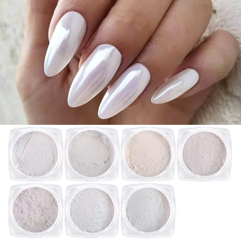 7pcs Nail Pearl Powder Set Shimmer Glitter Pigment Ice Cube Nail Aurora Rubbing Dust Pearlescent Paillettes Manicure NTB01-07