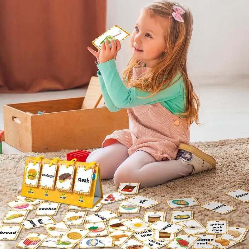 

Toddler Word Flash Cards Food Cognitive Toys Cognitive Toy For Toddler Learning Double Sides Cards For Language Educational Game