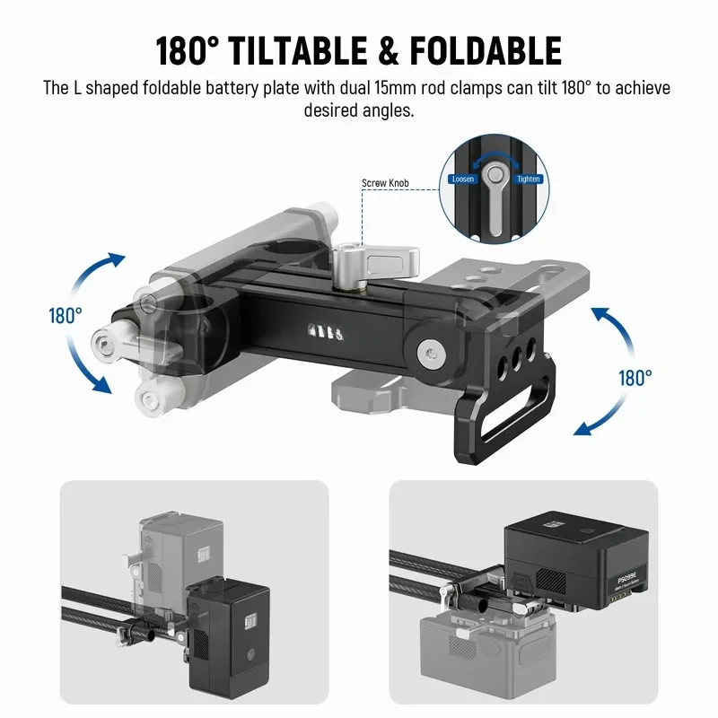 NEEWER V Battery Plate Kit Foldable With LWS QR Mount Baseplate, 15mm Rods, Arca Type Quick