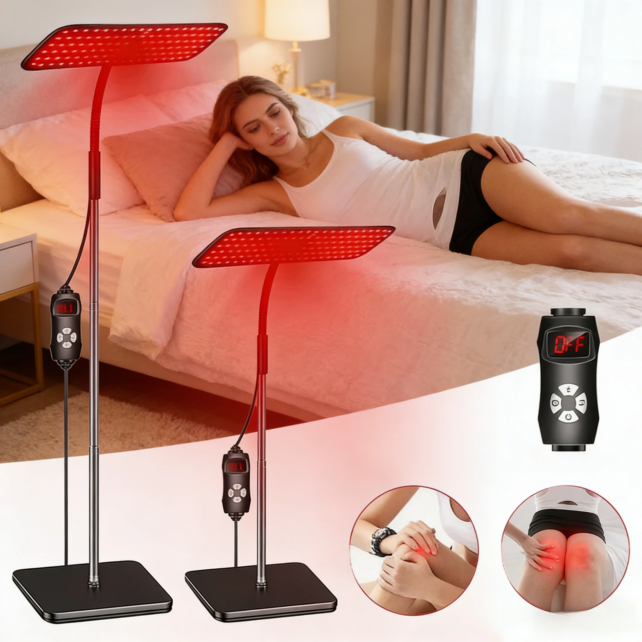 

126 LEDs Red Light Therapy Device 660nm 850nm Near Infrared Light Panel with Timer Adjustable Stand for Home Use Pain Relief