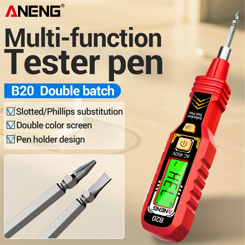 【セール中】ANENG B20 絶縁電圧テスターペン 11V ? 450V ダブルヘッドドライバースマートデュアルユースマイナスクロス修理電圧計テスター