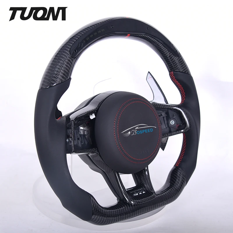 For Volkswagen Golf GTI R R-Line LED Display Black Smooth Leather Carbon Fiber Car Steering Wheel