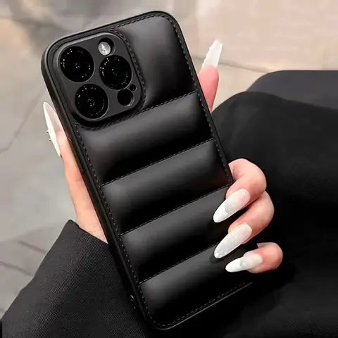 Colorful Down Jacket Pattern Silicon Phone Case for iPhone 16 15 14 13 12 11 Pro Max Plus Full Camera Shockproof Soft Back Cover
