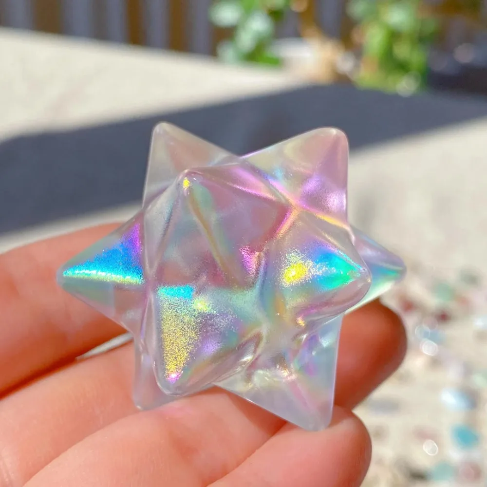 Étoile de cristal d'énergie arc-en-ciel, étoile de cristal de Quartz, étoile de cristal, échantillon minéral, décoration d'intérieur, cadeau en cristal 1 pièce