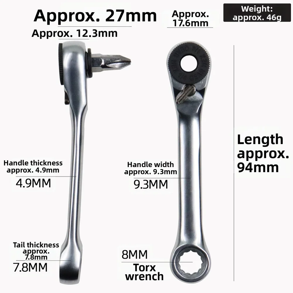 

For Small Workspaces Double-ended Ratchet Portable Wrench For Tight Spaces Ratchet Wrench Smooth Ratchet Control