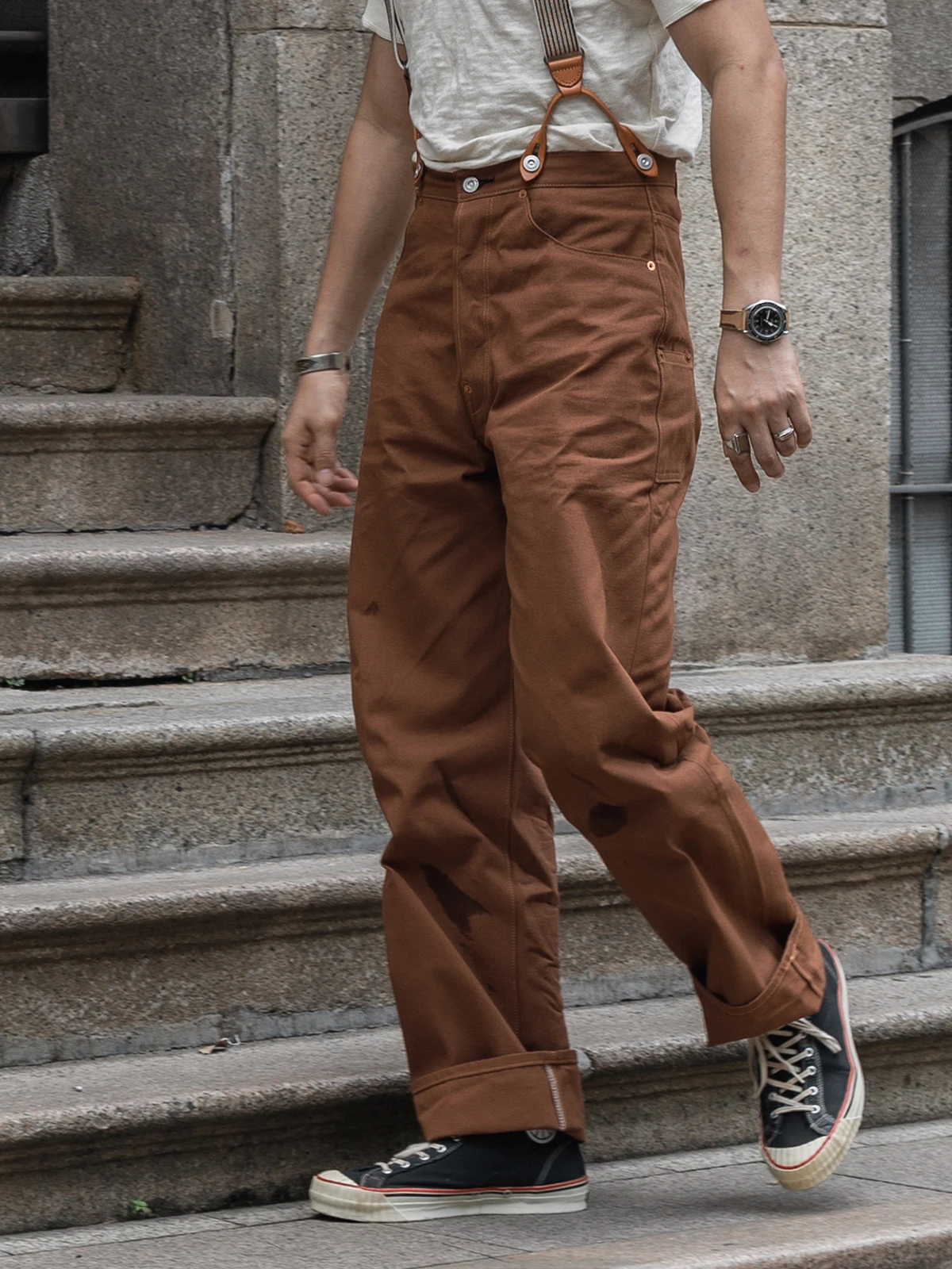 

Bronson 1873 Duck Canvas Work Pants Gold Rush Vintage Workwear Trousers Brown