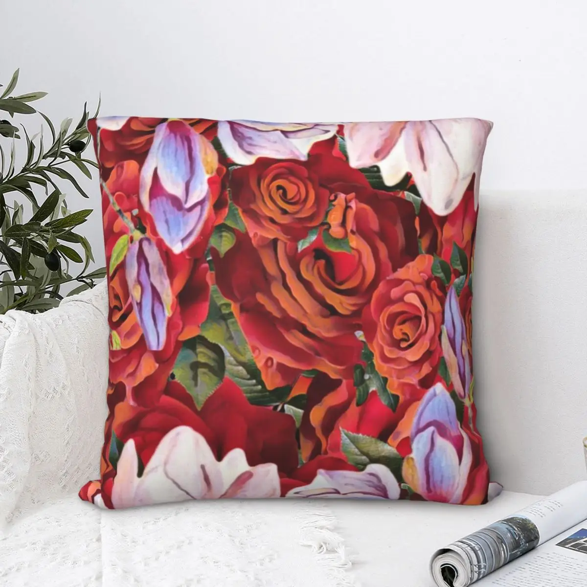 

Abstract Flowers Square Pillowcase Polyester Pillow Cover Velvet Cushion Zip Decorative Comfort Throw Pillow For Home Sofa