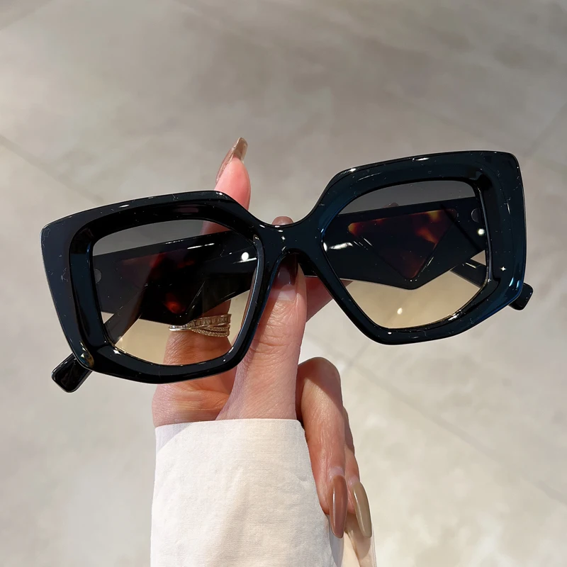 Kammpt oversized vintage óculos de sol moda feminina irregular gradiente tons óculos na moda design da marca luxo uv400 óculos de sol