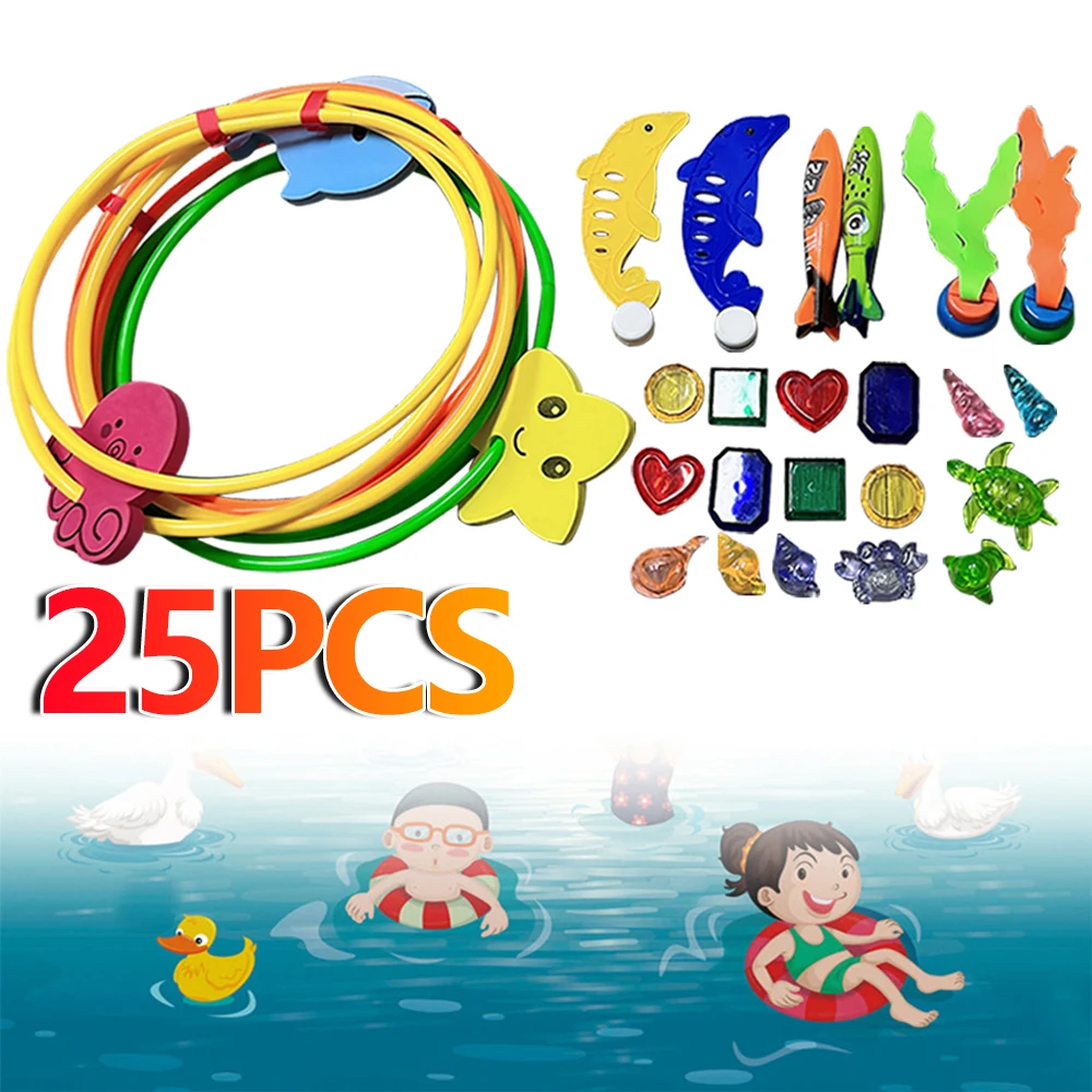 

Seaweeds Swimming Pool Toys Kid Water Swim Thru Rings with Buoys Underwater Treasures Bandits Fish Toys Summer Activities Games