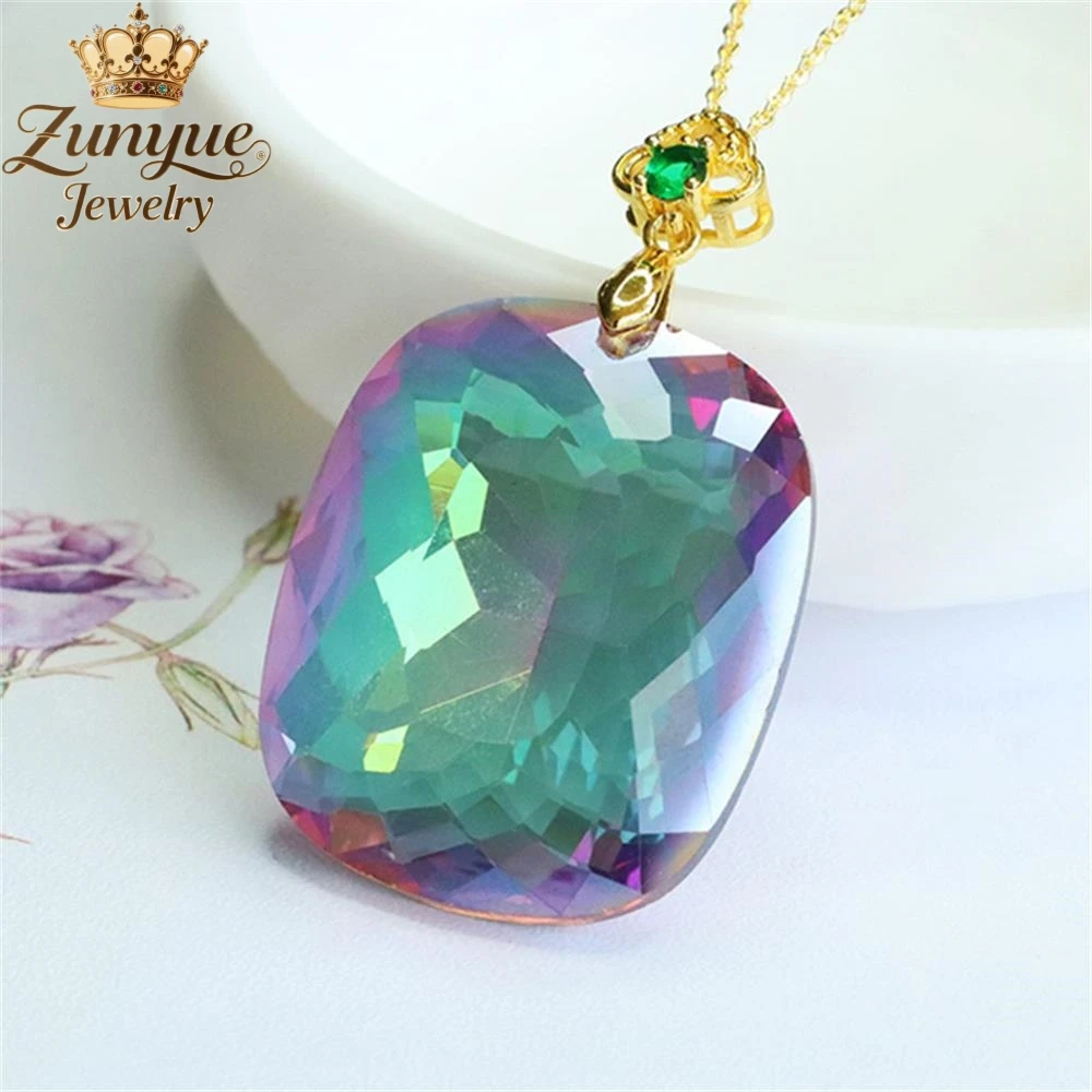 High-End Colorful Purple Glass Square Pendant Luxury Quality Fashion Fine Jewelry Exquisite Elegant Popular Charms Young Gift