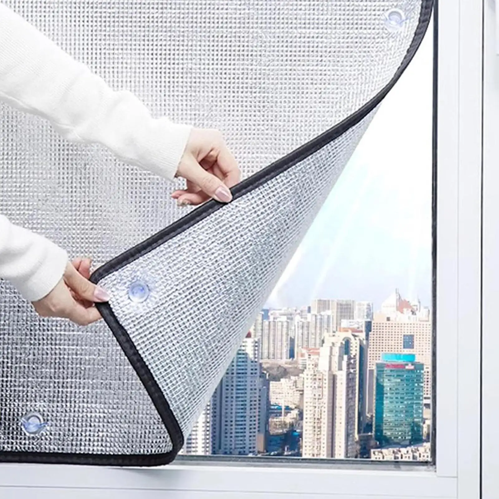 Aluminum Foil Sun Blocking Window Film With Suction Cups 100x50cm Reusable Cover Heat Blocking Window Film For Glass Windshield