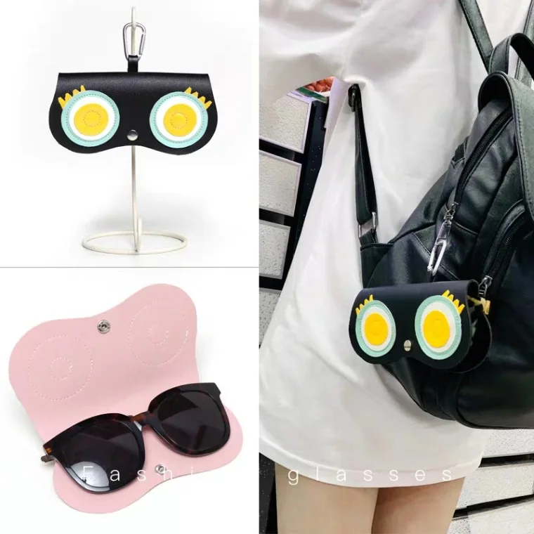 Fashion Women PU Leather Eye Glasses Case Portable Glasses Bag Sun Eye Box Sunglasses Protective Cover Carry-on Storage Bag