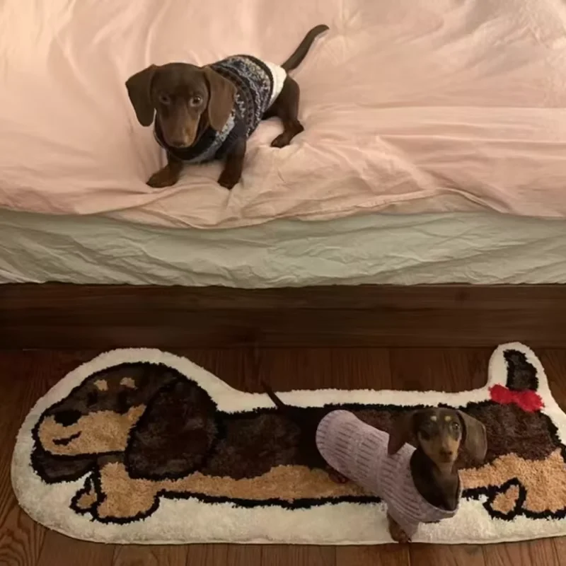 VIKAMA Cute Dog Shape Bedroom Bedside Rug Living Room Carpet Fluffy And Soft Floor Mat Non-Slip Carpet Doormat Home Decoration